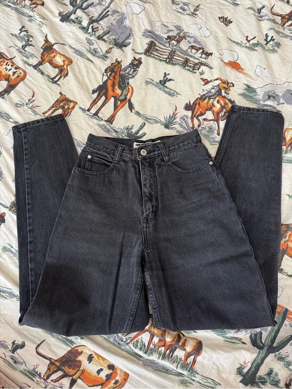 Vintage Anchor Blue Classic Black High Rise Mom Jeans Women’s 7/8L 100% Cotton 9